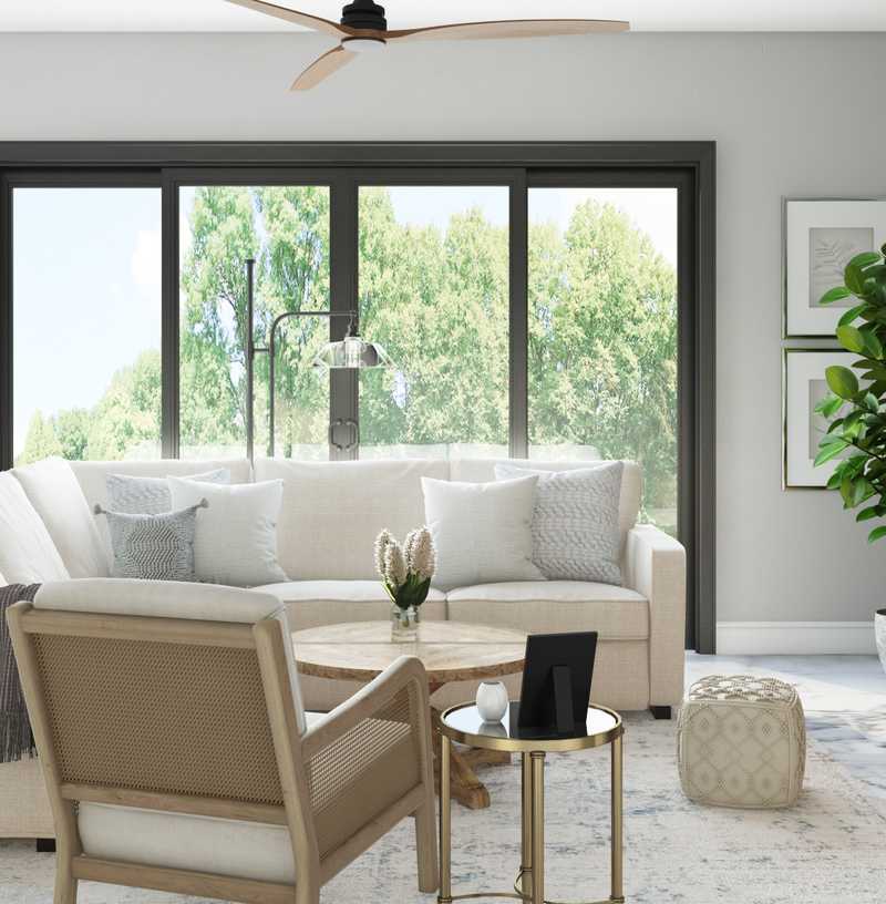Coastal, Traditional Living Room Design by Havenly Interior Designer Elizabeth