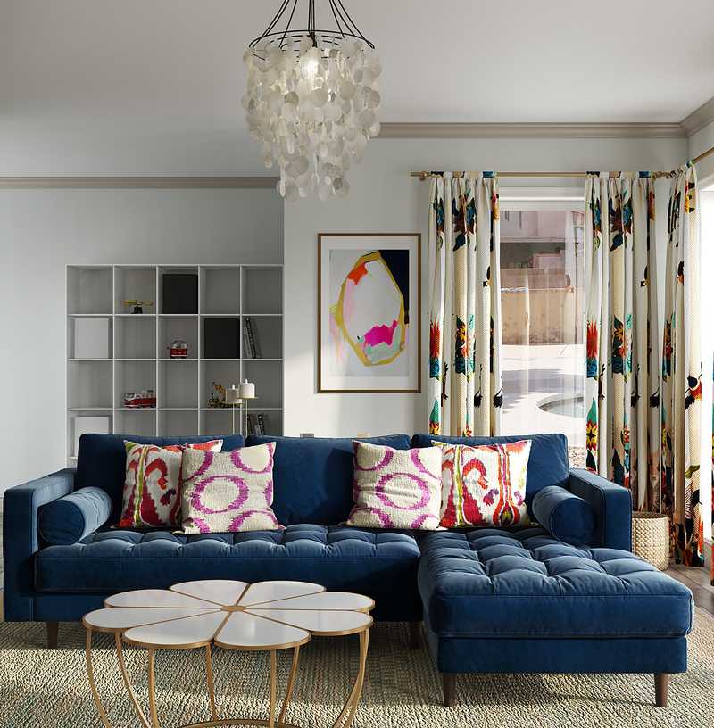 Contemporary, Eclectic Living Room Design by Havenly Interior Designer Chelsea