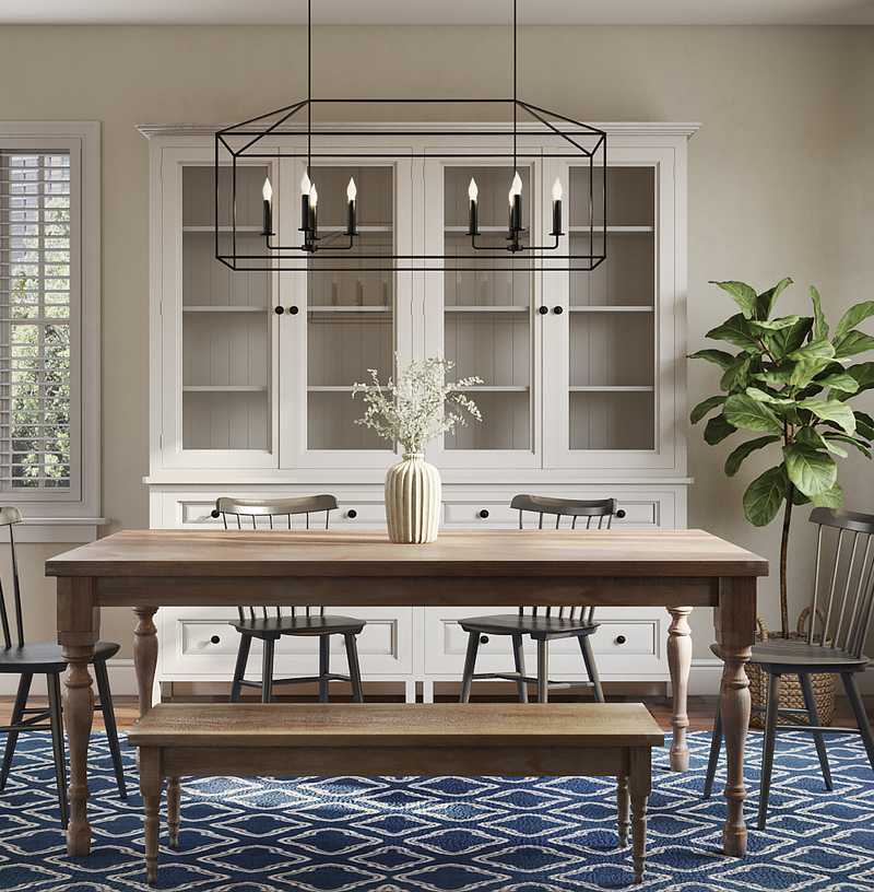 Farmhouse, Transitional Dining Room Design by Havenly Interior Designer Christine