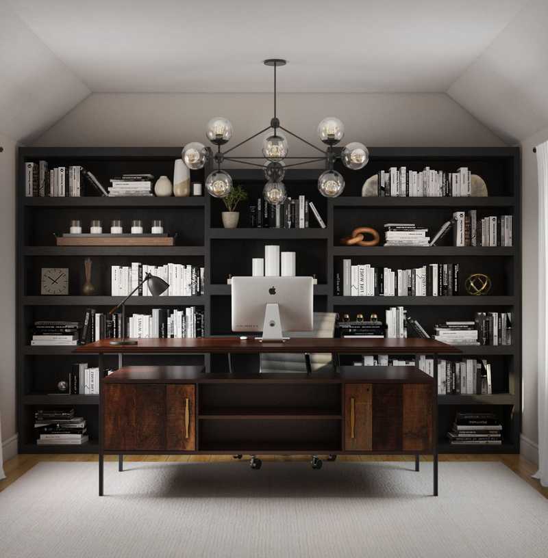 Modern, Industrial, Scandinavian Office Design by Havenly Interior Designer Madison