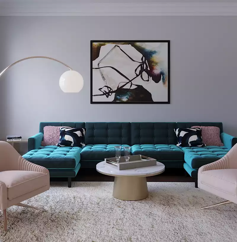 Contemporary, Modern, Glam Living Room Design by Havenly Interior Designer Emerie