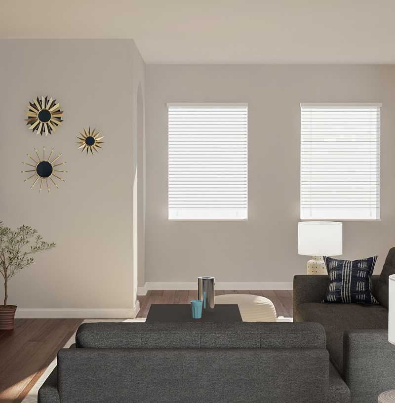 Global, Midcentury Modern Living Room Design by Havenly Interior Designer Stephanie