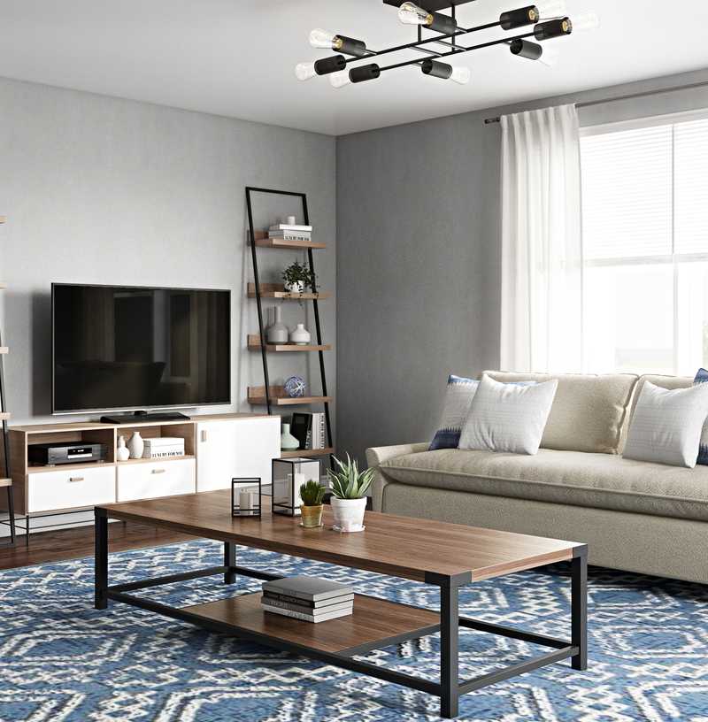 Coastal, Rustic Living Room Design by Havenly Interior Designer Fendy