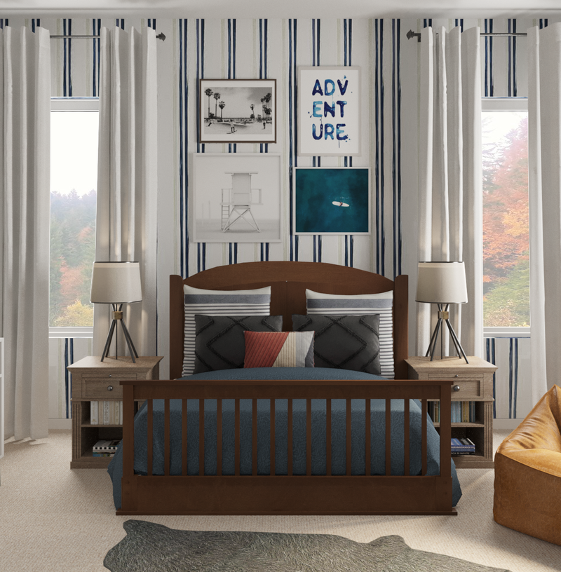 Classic, Coastal, Midcentury Modern Bedroom Design by Havenly Interior Designer Brady