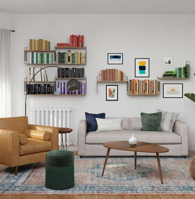 Bohemian, Midcentury Modern Living Room Design by Havenly Interior Designer Alexandra