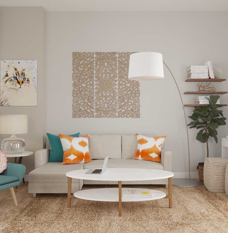 Contemporary, Eclectic, Midcentury Modern Living Room Design by Havenly Interior Designer Amanda