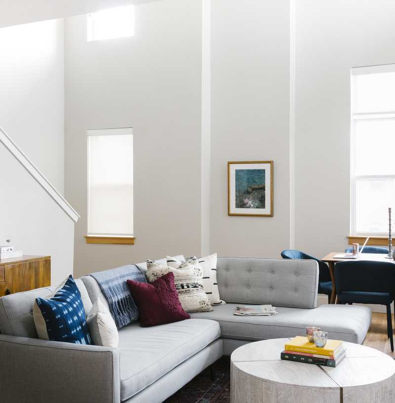 Contemporary, Eclectic, Midcentury Modern Living Room Design by Havenly Interior Designer Heather