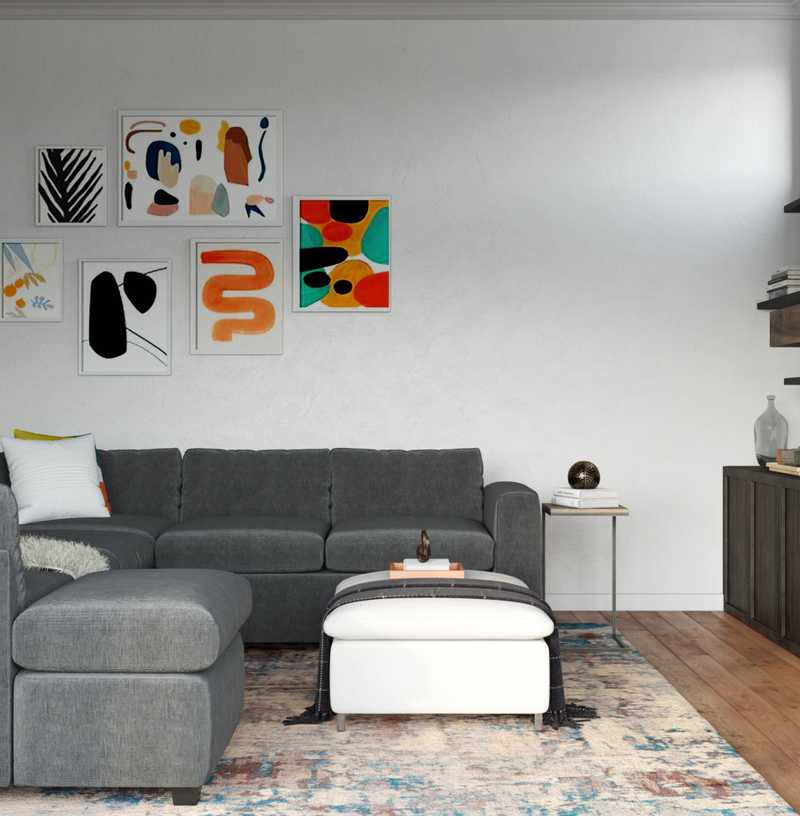 Contemporary, Midcentury Modern, Scandinavian Living Room Design by Havenly Interior Designer Raquel