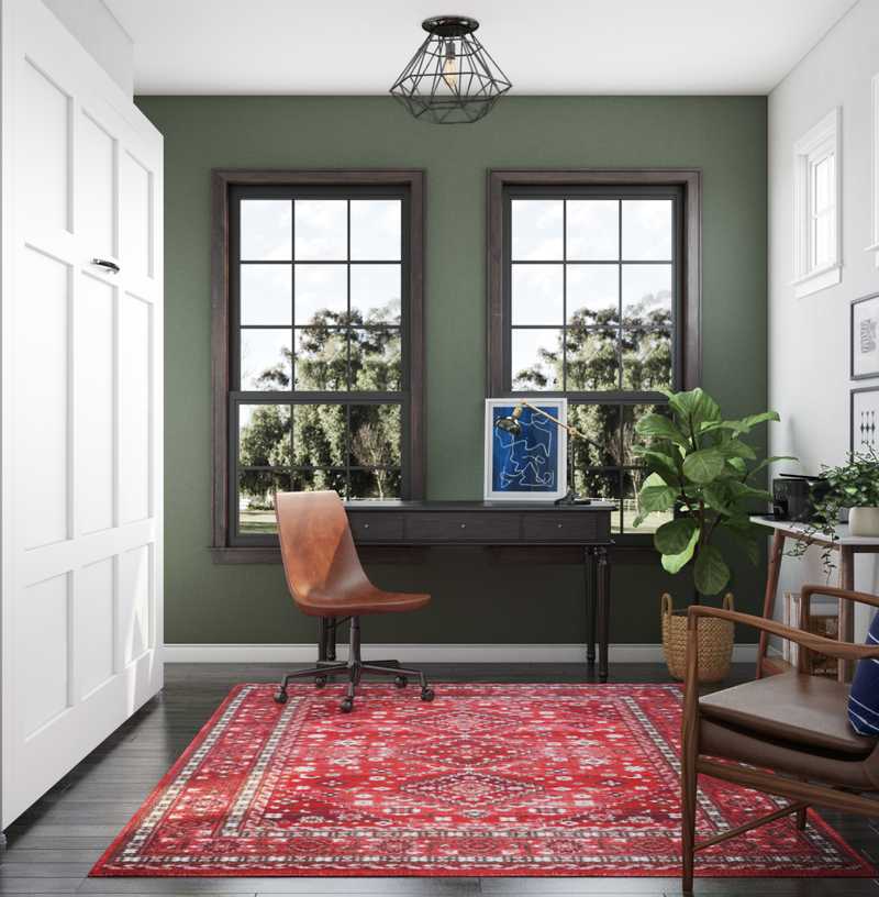 Bohemian, Traditional, Midcentury Modern Office Design by Havenly Interior Designer Ellen