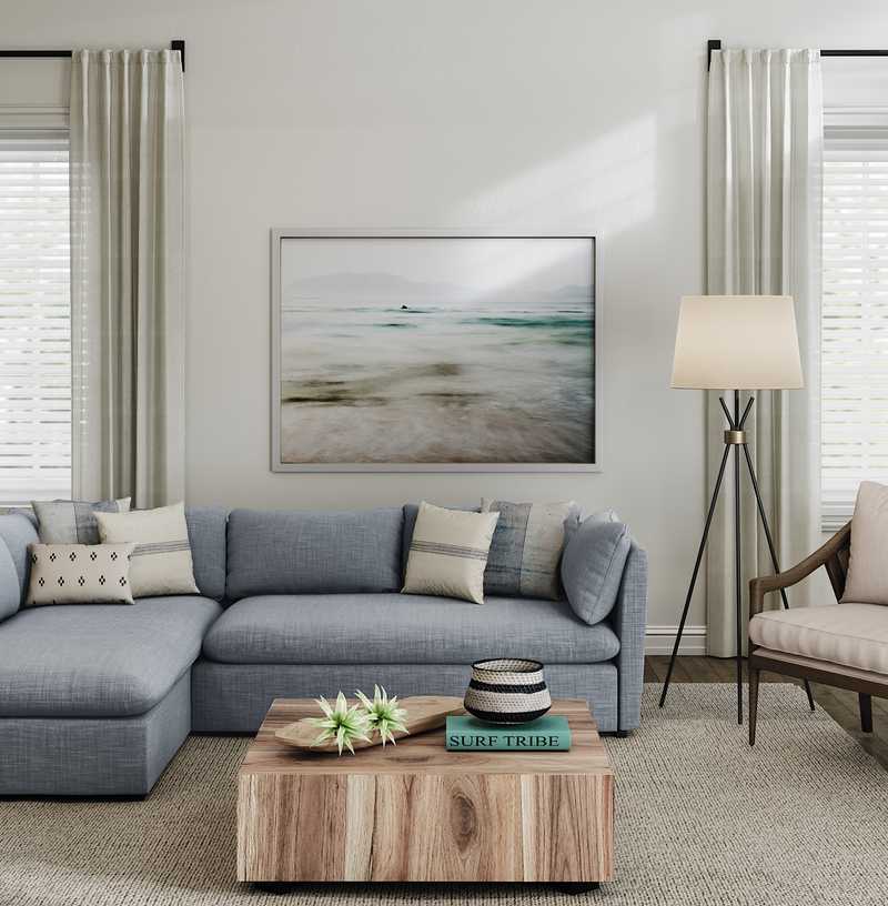 Coastal, Transitional Living Room Design by Havenly Interior Designer Jennifer