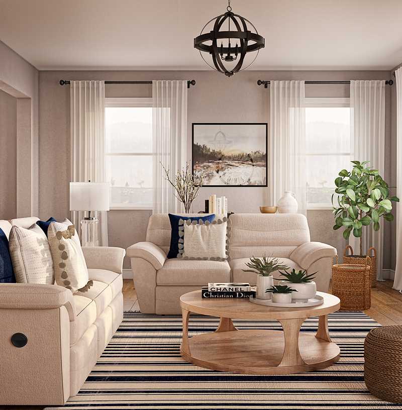 Coastal, Farmhouse Living Room Design by Havenly Interior Designer Jemma