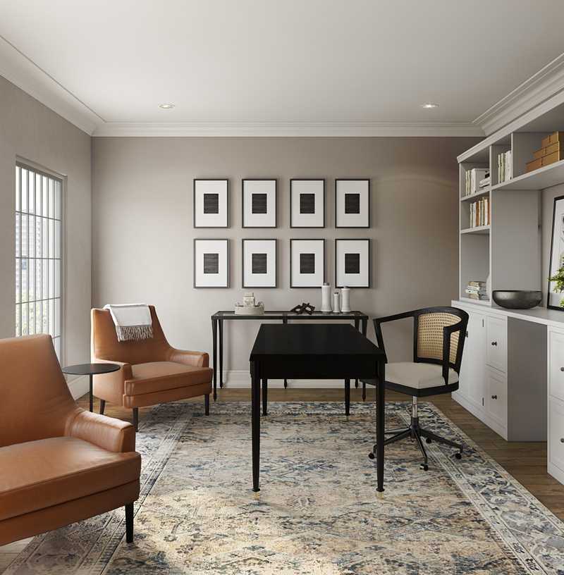 Eclectic, Transitional Office Design by Havenly Interior Designer Brianna