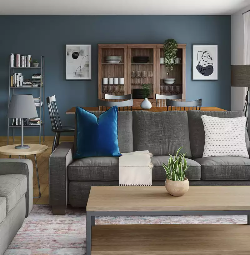 Industrial, Midcentury Modern, Minimal, Scandinavian Living Room Design by Havenly Interior Designer Tori