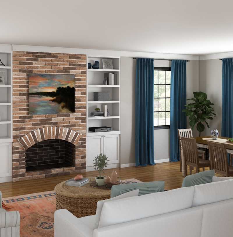 Coastal, Farmhouse Living Room Design by Havenly Interior Designer Rachel