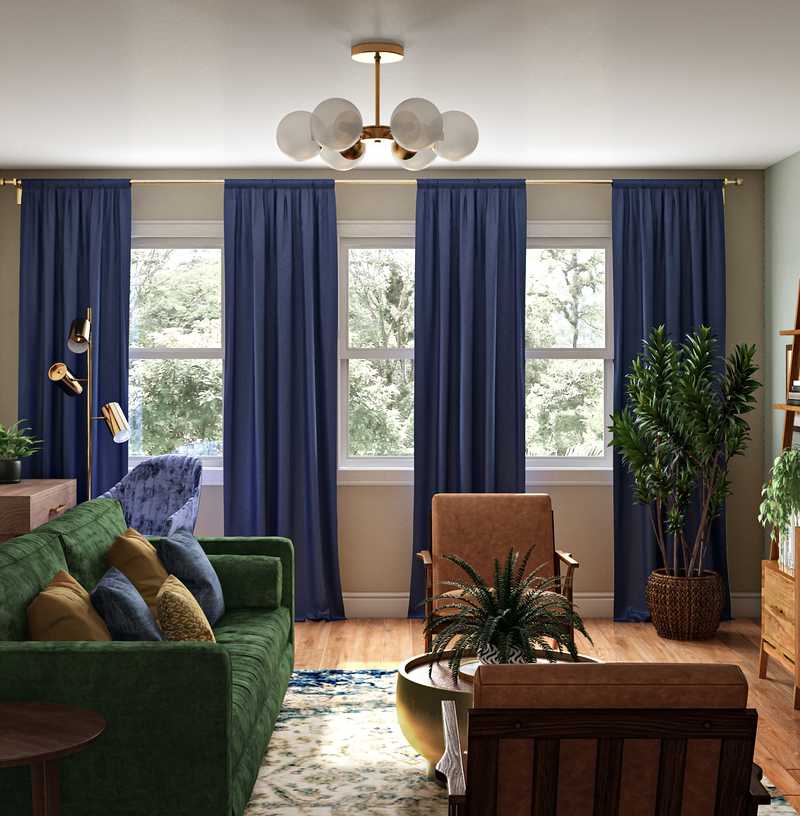 Bohemian, Midcentury Modern Living Room Design by Havenly Interior Designer Bethany