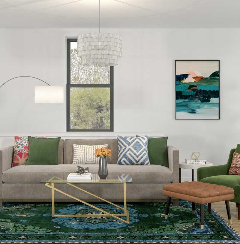 Modern, Eclectic Living Room Design by Havenly Interior Designer Lauren