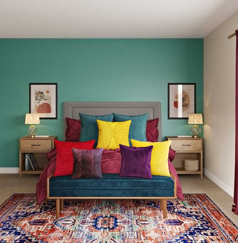Glam, Midcentury Modern Bedroom Design by Havenly Interior Designer Randi