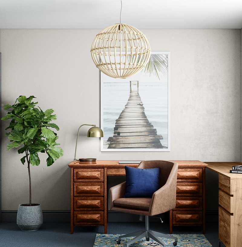 Contemporary, Bohemian, Transitional Office Design by Havenly Interior Designer Lyndsi