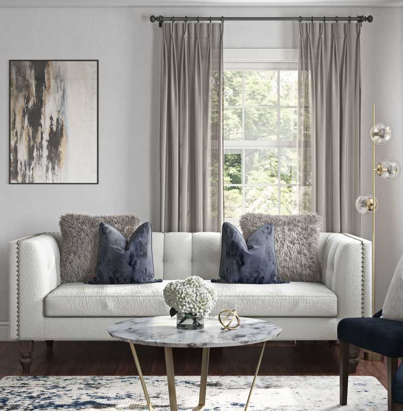 Glam, Transitional, Preppy Living Room Design by Havenly Interior Designer Elizabeth