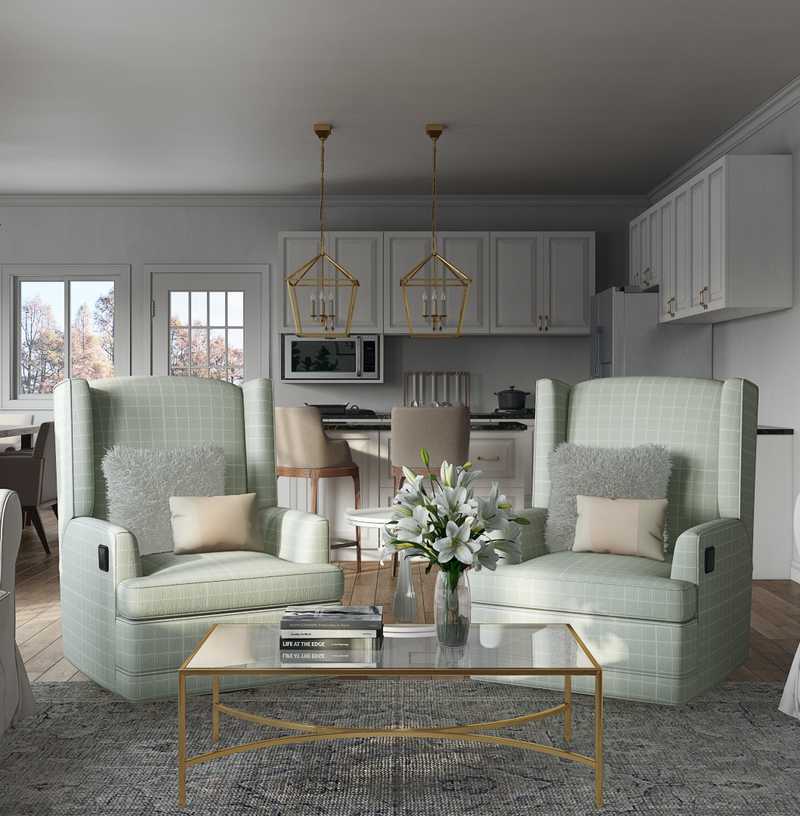 Contemporary, Farmhouse Living Room Design by Havenly Interior Designer Sandra