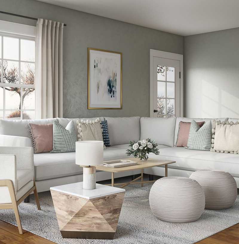 Modern, Bohemian, Coastal, Farmhouse Living Room Design by Havenly Interior Designer Mariela