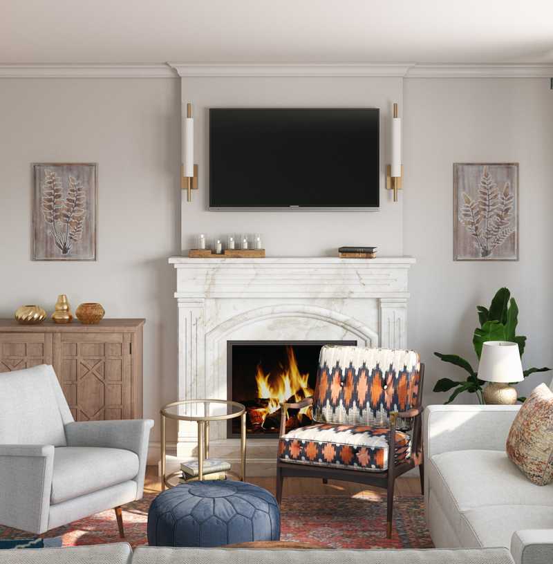 Eclectic, Bohemian, Farmhouse Living Room Design by Havenly Interior Designer Patrice