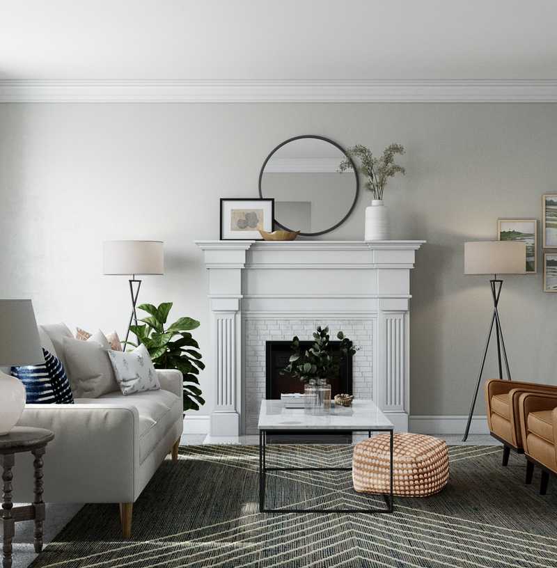 Transitional, Classic Contemporary Living Room Design by Havenly Interior Designer Jodi