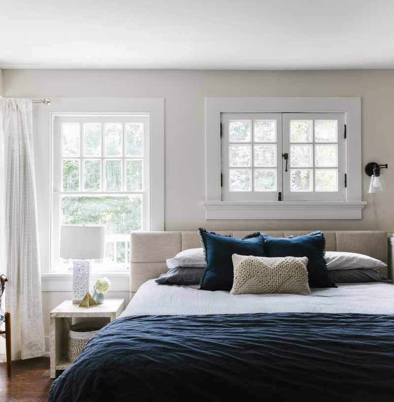 Modern, Coastal, Farmhouse Bedroom Design by Havenly Interior Designer Hailey