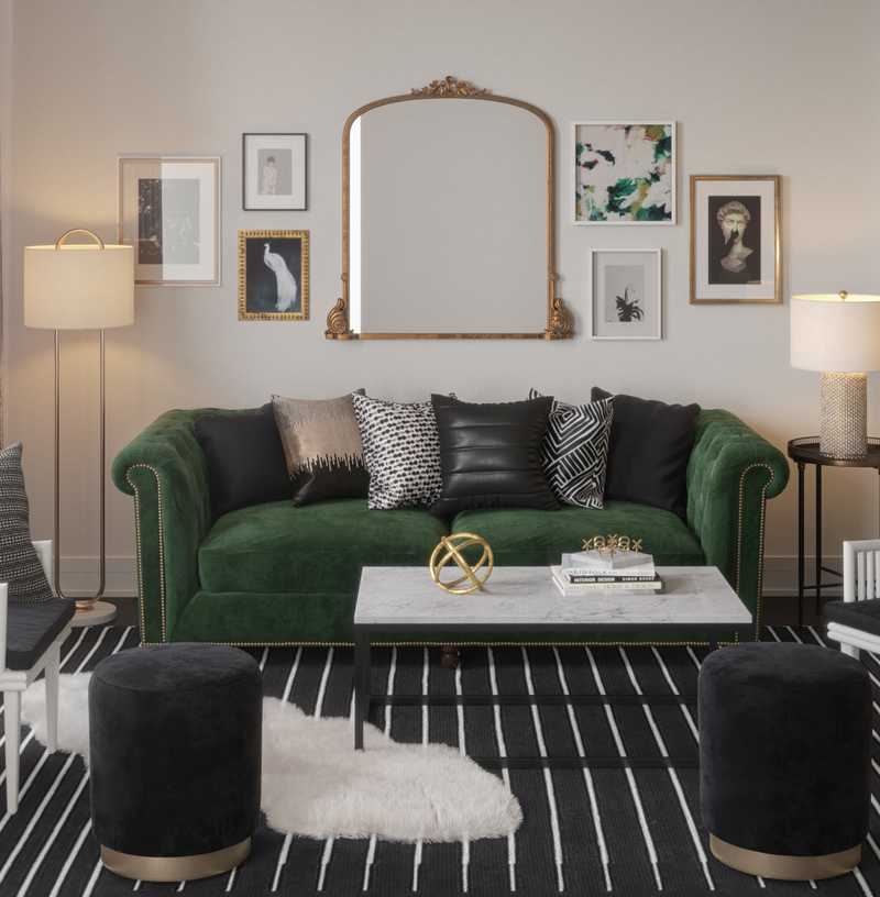 Contemporary, Modern, Eclectic, Glam Living Room Design by Havenly Interior Designer Hannah