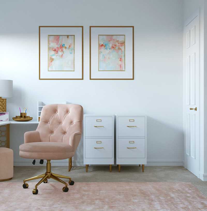 Glam, Preppy Office Design by Havenly Interior Designer Brianna