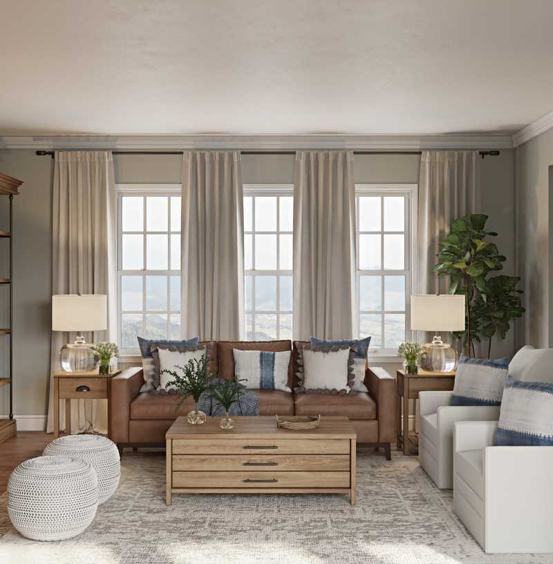 Coastal, Farmhouse Living Room Design by Havenly Interior Designer Kaity
