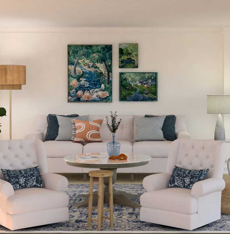 Coastal Living Room Design by Havenly Interior Designer Ghianella