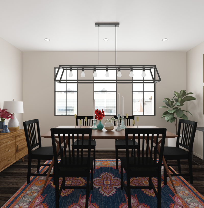 Eclectic, Bohemian, Midcentury Modern Dining Room Design by Havenly Interior Designer Lindsay