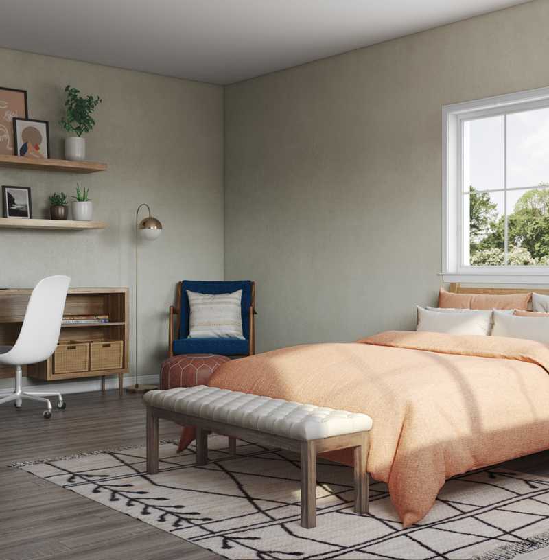 Bohemian, Midcentury Modern Bedroom Design by Havenly Interior Designer Erin