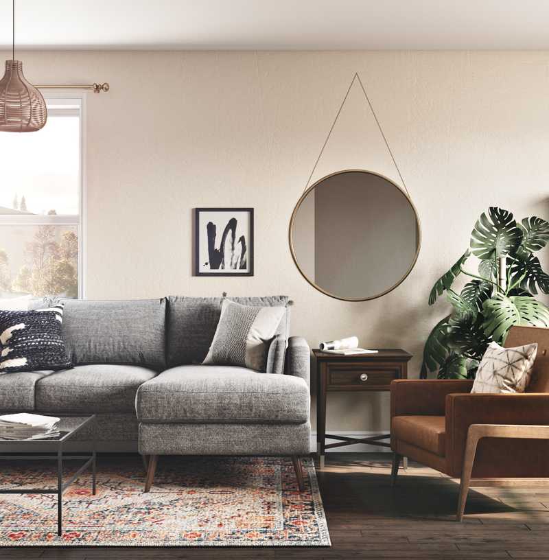 Bohemian, Midcentury Modern Living Room Design by Havenly Interior Designer Lauren