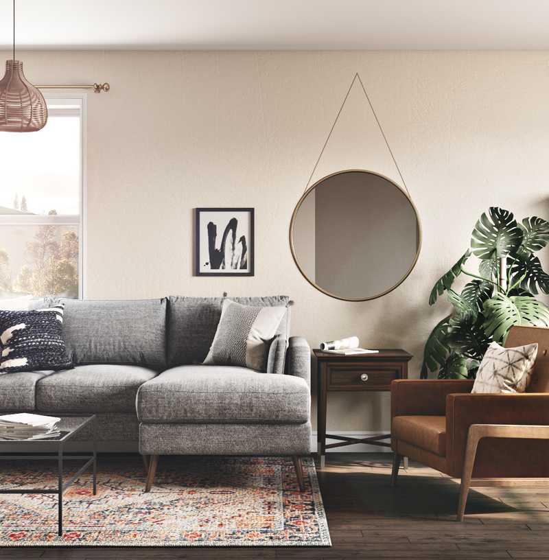 Bohemian, Midcentury Modern Living Room Design by Havenly Interior Designer Lauren