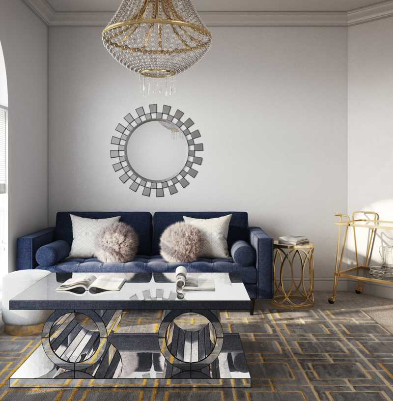 Glam, Preppy Living Room Design by Havenly Interior Designer Laura