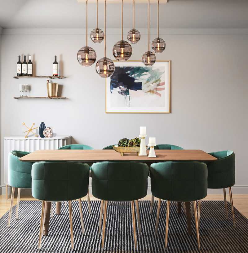 Glam, Midcentury Modern Dining Room Design by Havenly Interior Designer Karen