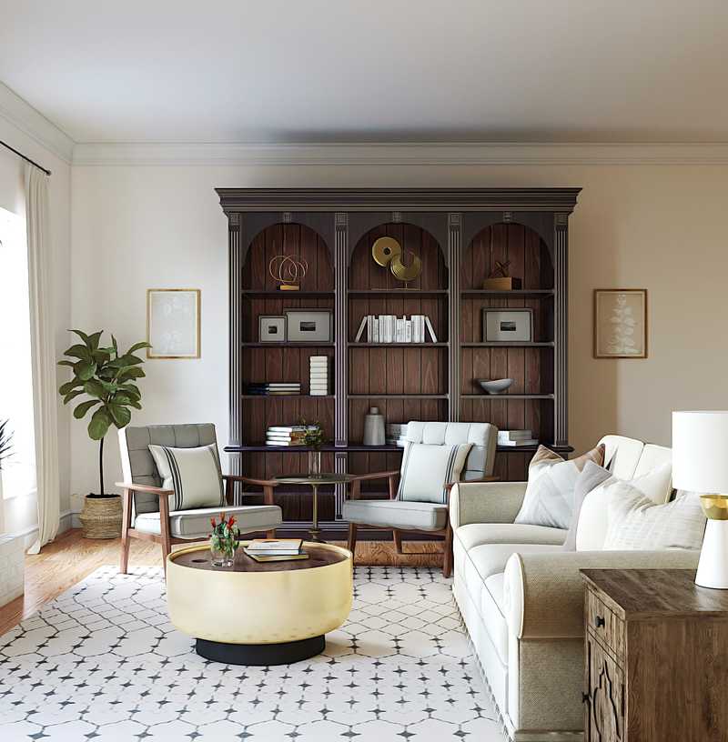 Modern, Glam, Farmhouse Living Room Design by Havenly Interior Designer Stephanie