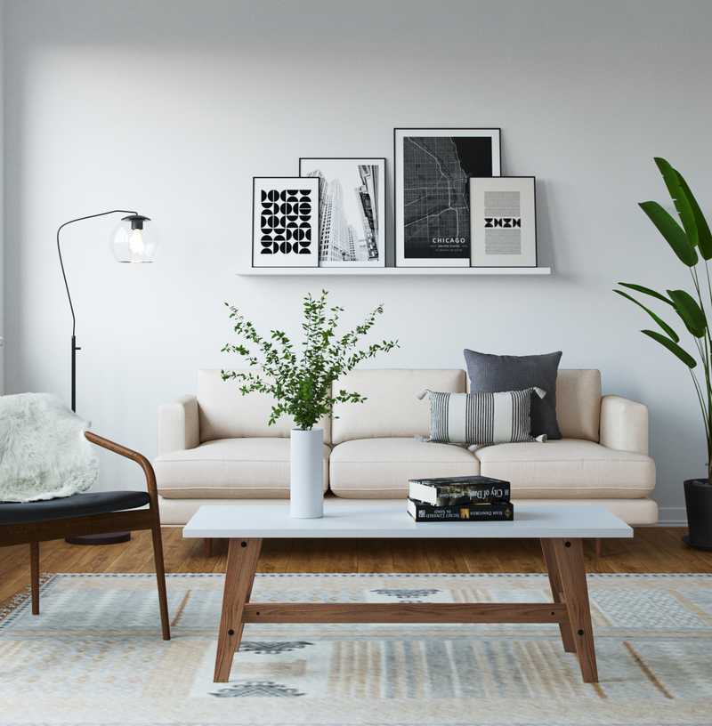 Bohemian, Midcentury Modern, Scandinavian Living Room Design by Havenly Interior Designer Leslie