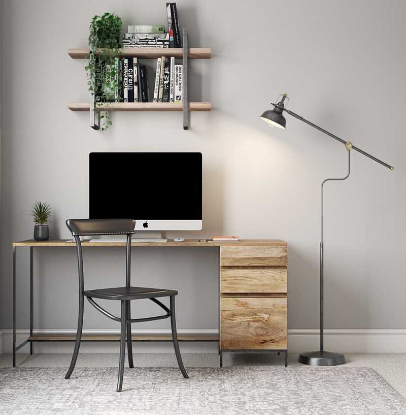 Modern, Bohemian, Rustic, Minimal Office Design by Havenly Interior Designer Madison