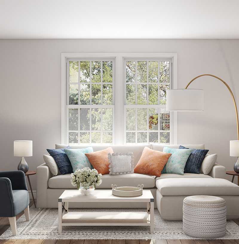 Coastal Living Room Design by Havenly Interior Designer Ghianella