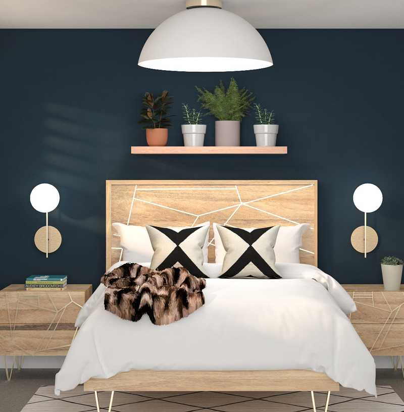 Glam, Midcentury Modern Bedroom Design by Havenly Interior Designer Jamie