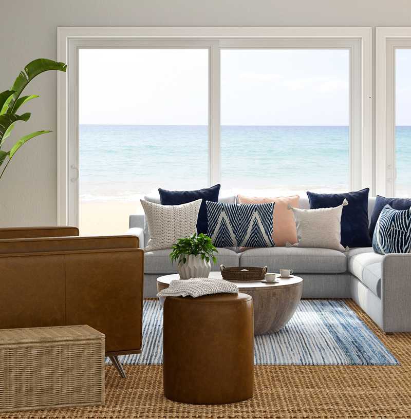 Modern, Bohemian, Coastal Living Room Design by Havenly Interior Designer Mayra