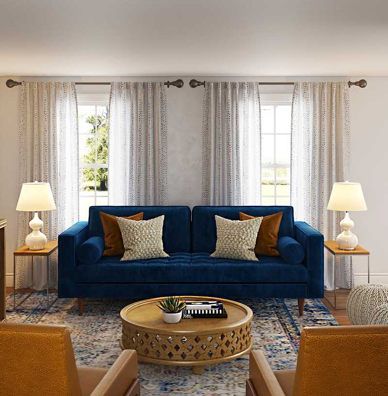 Rustic, Midcentury Modern Living Room Design by Havenly Interior Designer Emily