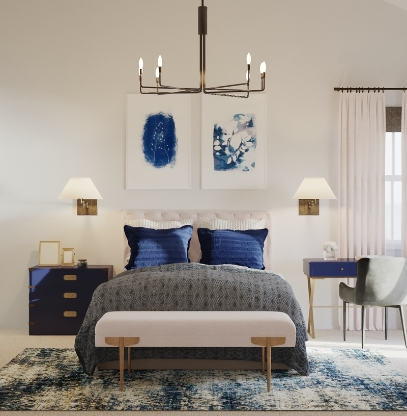 Contemporary, Eclectic, Glam Bedroom Design by Havenly Interior Designer Erin