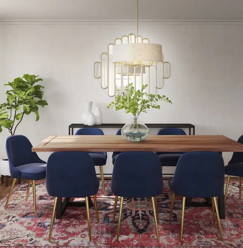 Eclectic, Bohemian, Midcentury Modern Dining Room Design by Havenly Interior Designer Sarah