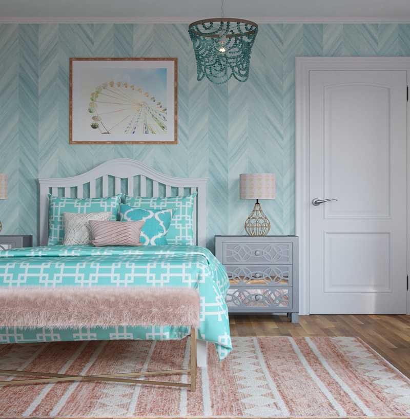 Midcentury Modern, Preppy Bedroom Design by Havenly Interior Designer Laura