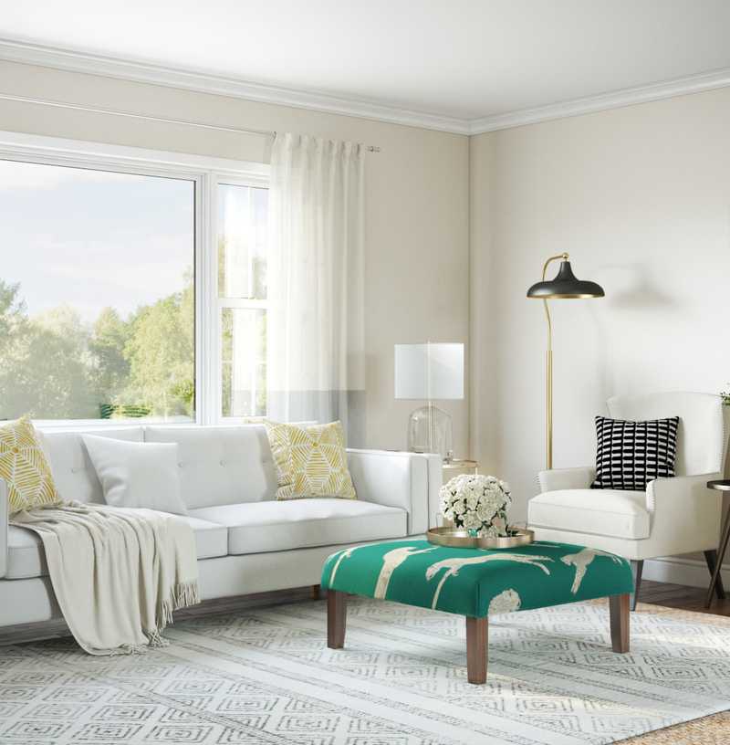 Coastal, Farmhouse Living Room Design by Havenly Interior Designer Natalie