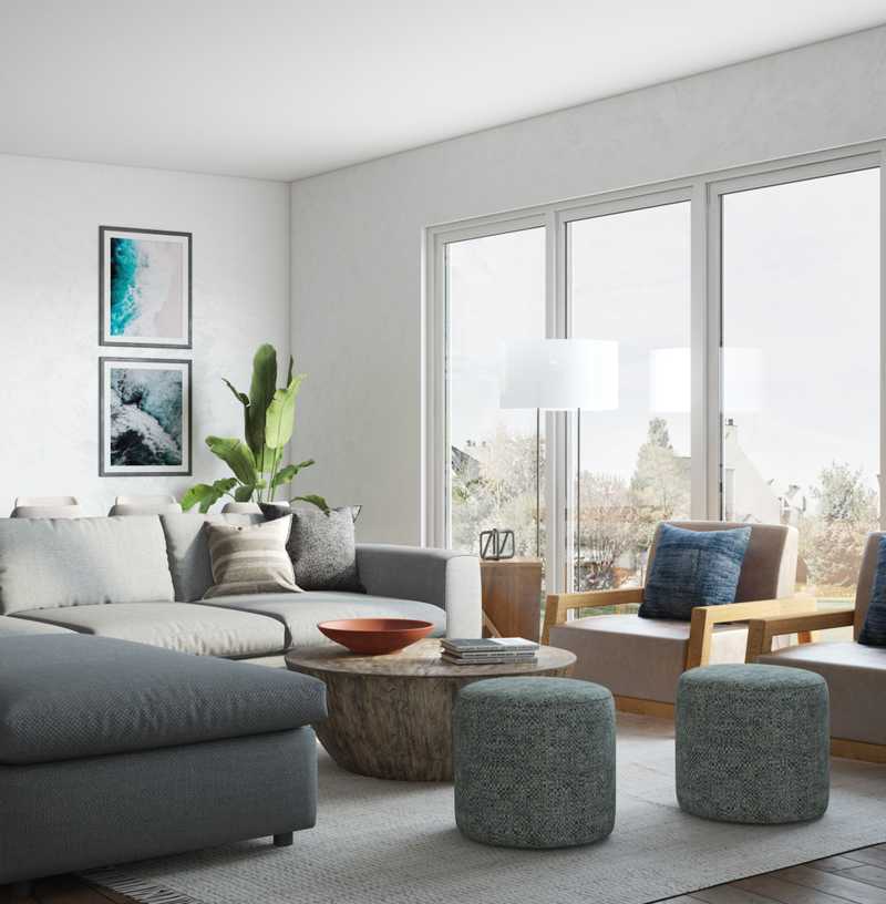 Contemporary, Farmhouse, Midcentury Modern, Scandinavian Living Room Design by Havenly Interior Designer Anny
